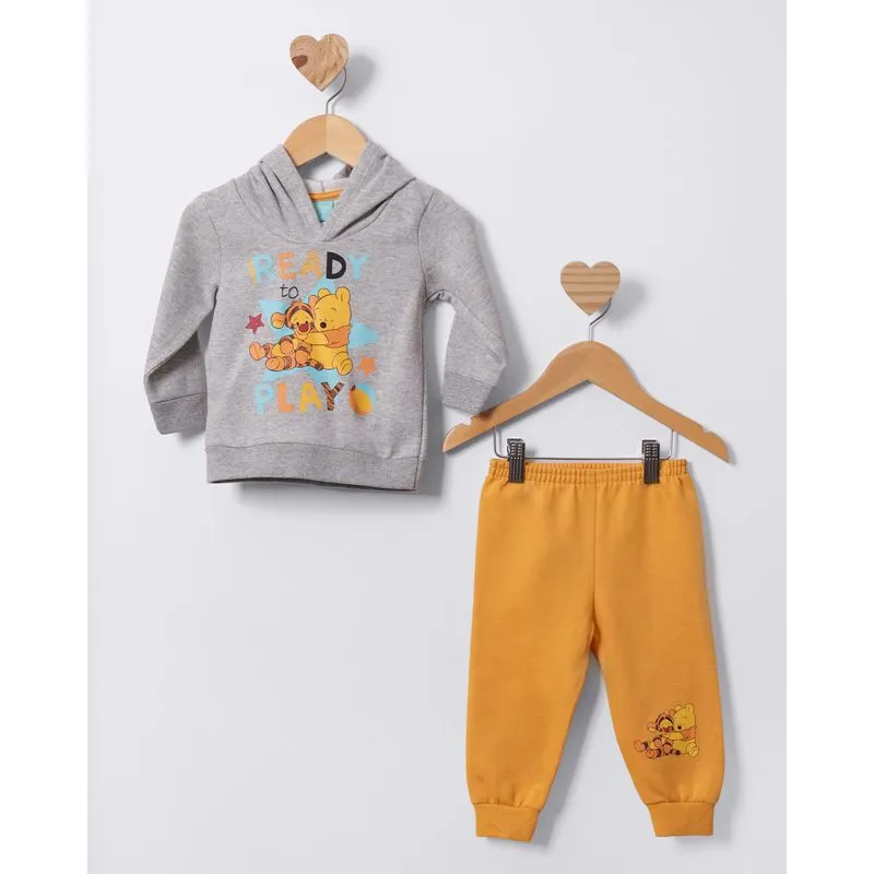 Conjunto Moletom Bebê Disney Ursinho Pooh Cinza G