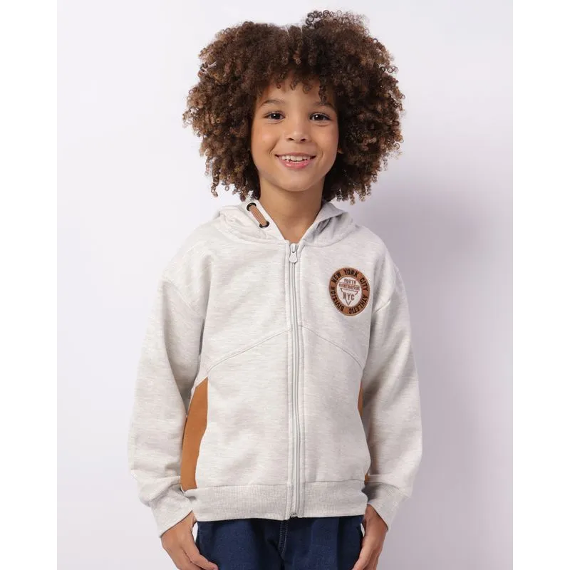 Jaqueta Moletom Infantil Com Capuz Cinza 8