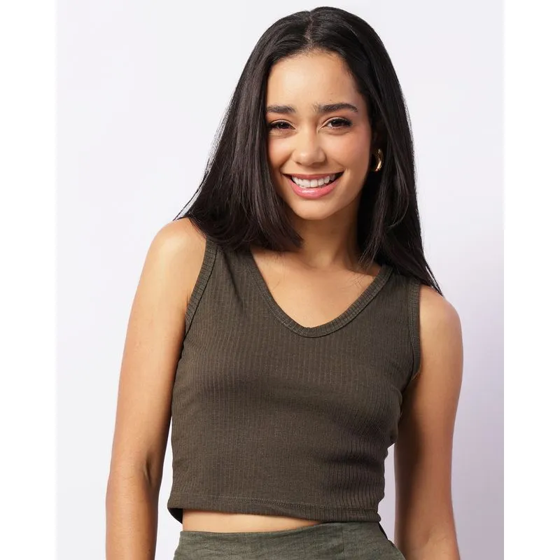Regata Feminina Cropped Canelada Verde G