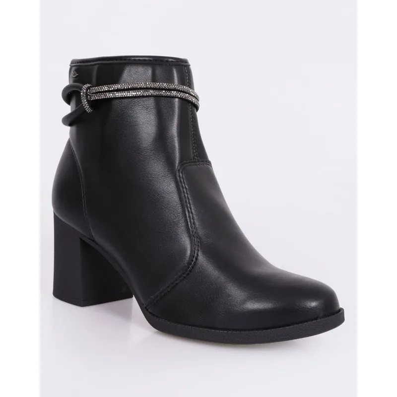 Bota Feminina Dakota Cano Curto Salto Grosso Com Strass Preta 37
