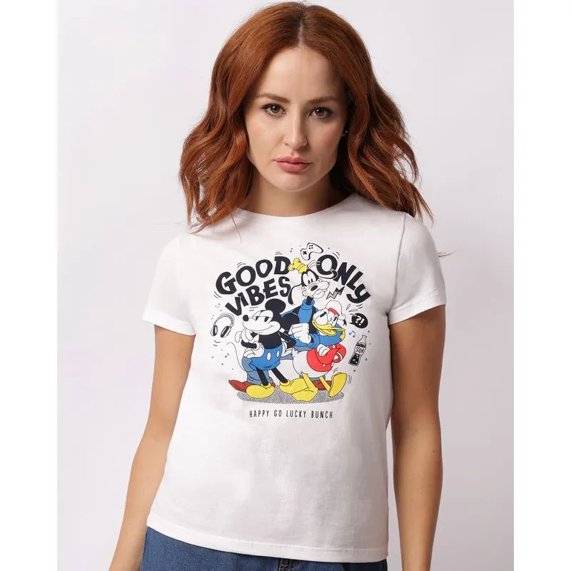 Camiseta Feminina Disney Mickey E Amigos Branca G