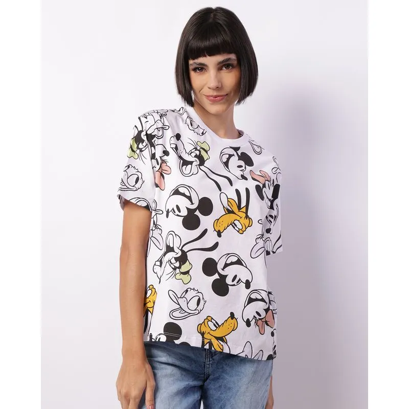 Camiseta Feminina Disney Mickey E Amigos Manga Curta Branca P
