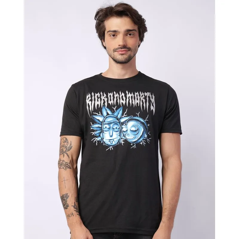 Camiseta Masculina Rick And Morty Manga Curta Preta M