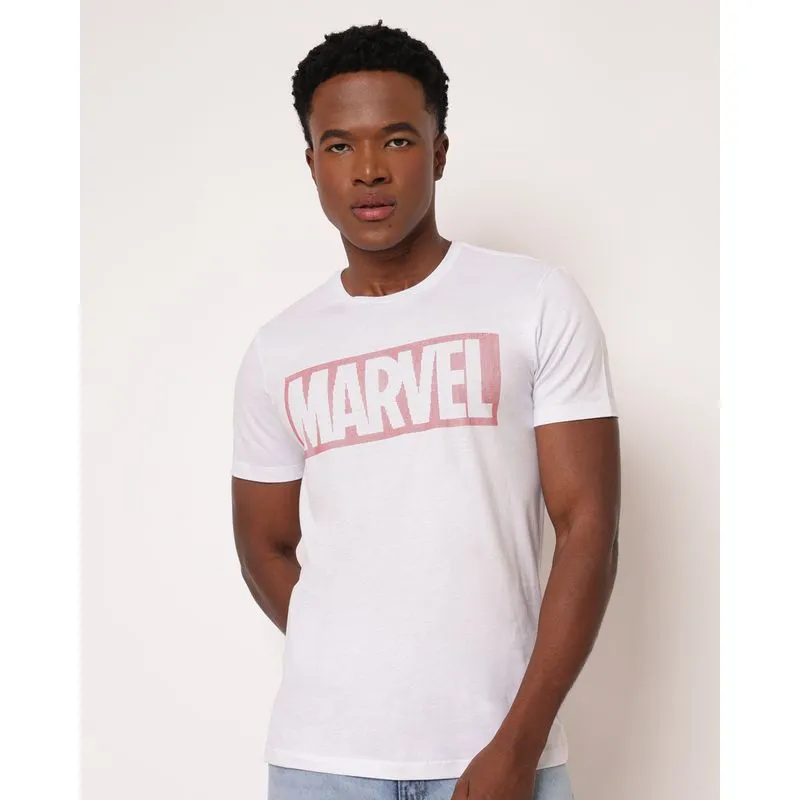 Camiseta Masculina Algodão Marvel com Estampa Marvel Branca XGG