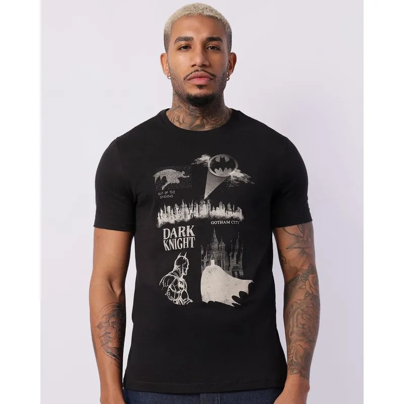 Camiseta Masculina DC Comics Batman Manga Curta Preta P