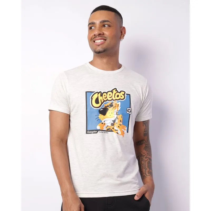 Camiseta Masculina Manga Curta Gangster Cheetos Flamê Cinza G