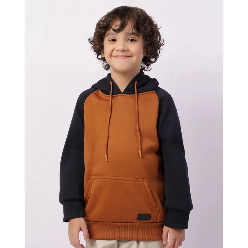 Blusão Moletom Infantil Com Capuz Bolso Canguru Marrom 6