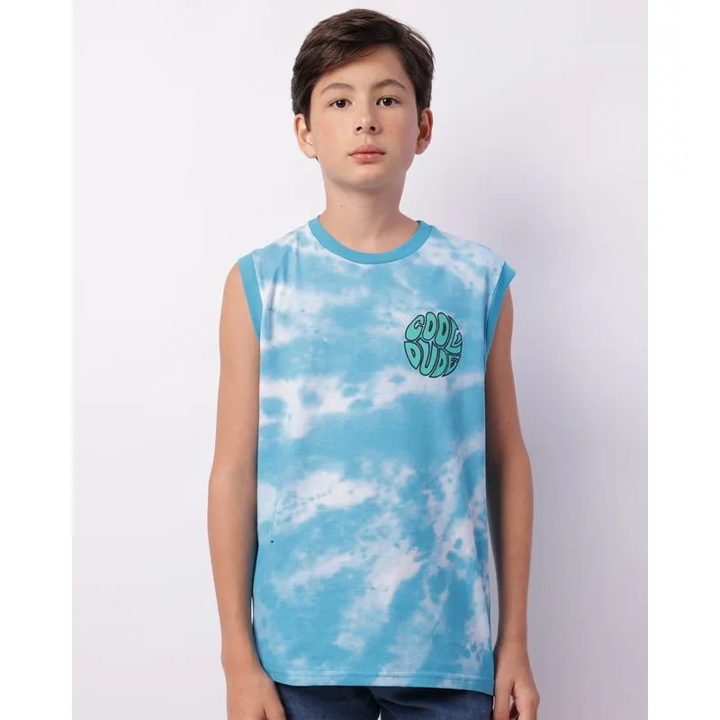 Regata Juvenil Estampa Frontal Tie Dye Azul 16