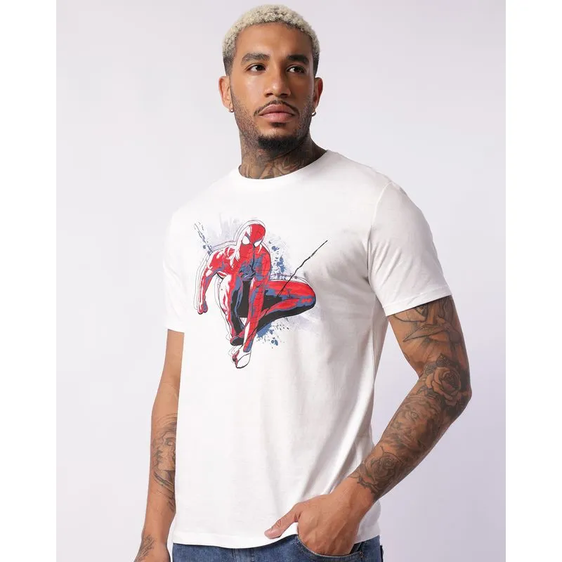 Camiseta Masculina Algodão Marvel Homem Aranha Branca GG