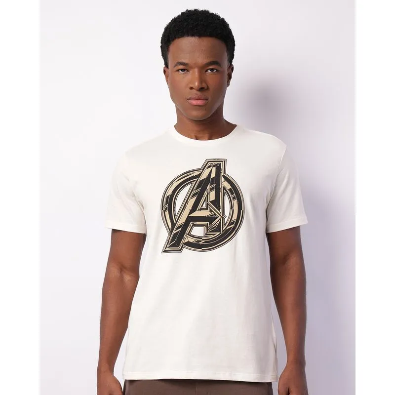Camiseta Masculina Marvel Os Vingadores Manga Curta Off White P