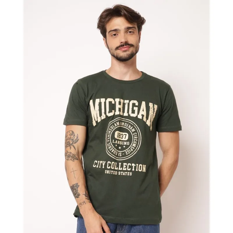 Camiseta Masculina Algodão com Estampa Verde XGG