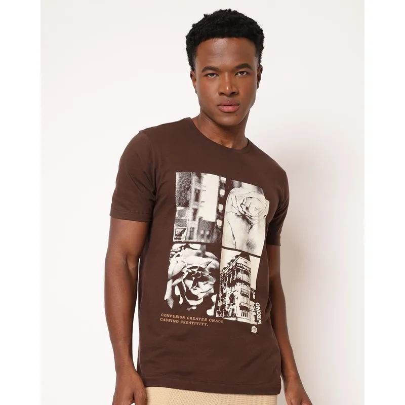 Camiseta Masculina Algodão Estampa Silk Marrom XG