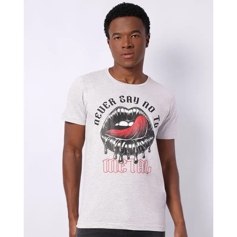 Camiseta Masculina com Estampa Manga Curta Cinza M