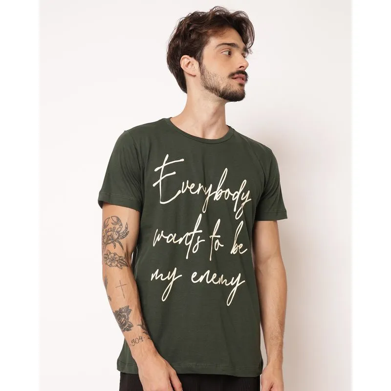 Camiseta Masculina Algodão com Estampa Verde XGG