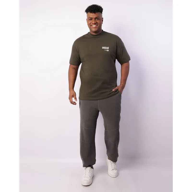 Calça Moletom Plus Size Masculina Jogger Estonada Com Bolsos Cinza G3