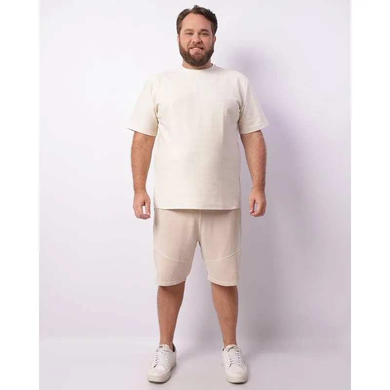 Bermuda Plus Size Masculina Moletinho Com Bolsos Bege G1