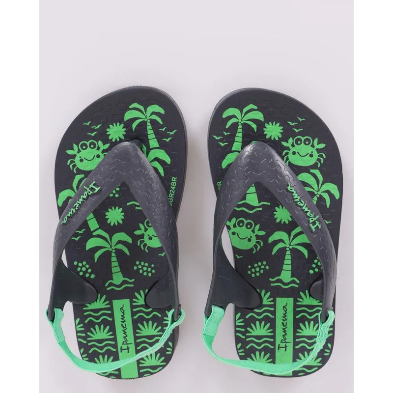 Chinelo Ipanema Bebê Estampa Com Elástico Verde 22