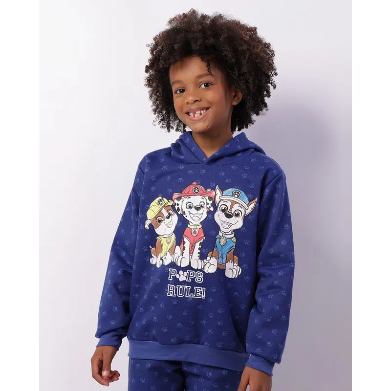 Blusão Moletom Infantil Patrulha Canina Com Capuz Azul 4