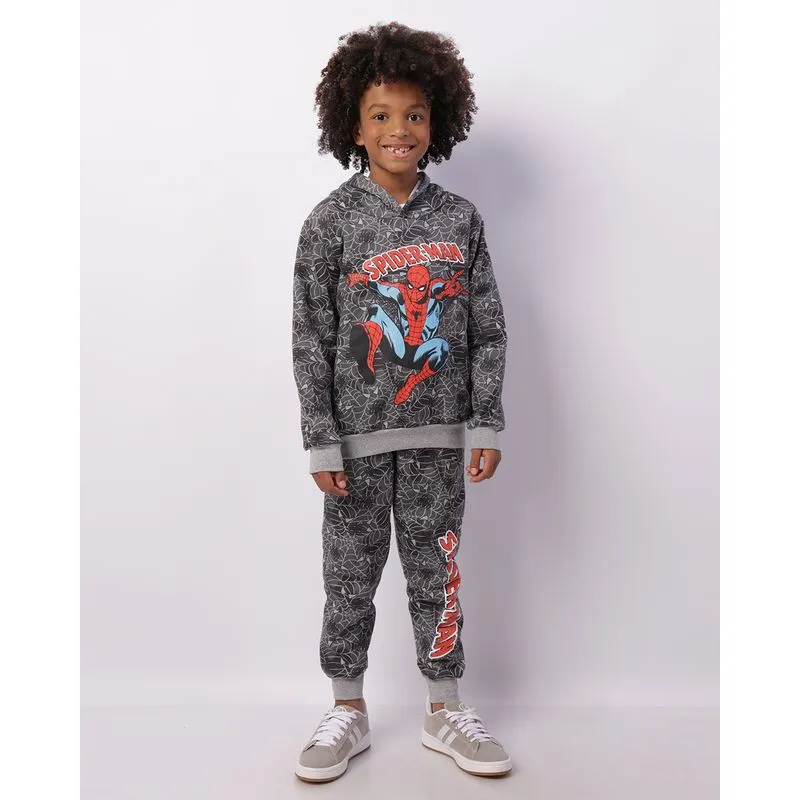 Calça Moletom Infantil Jogger Marvel Homem Aranha Cinza 10