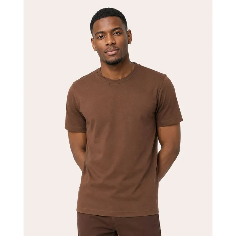 Camiseta Masculina Básica Algodão Manga Curta Marrom M