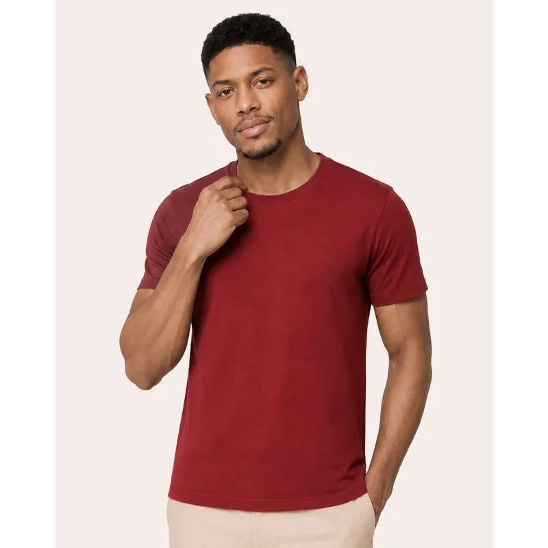 Camiseta Masculina Básica Algodão Manga Curta Vinho M