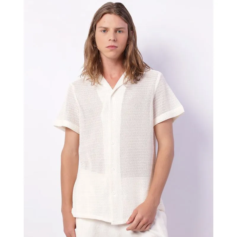 Camisa Masculina Manga Curta Tricô Off White GG