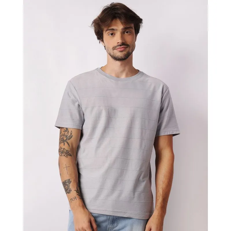 Camiseta Masculina Texturizada Manga Curta Cinza M