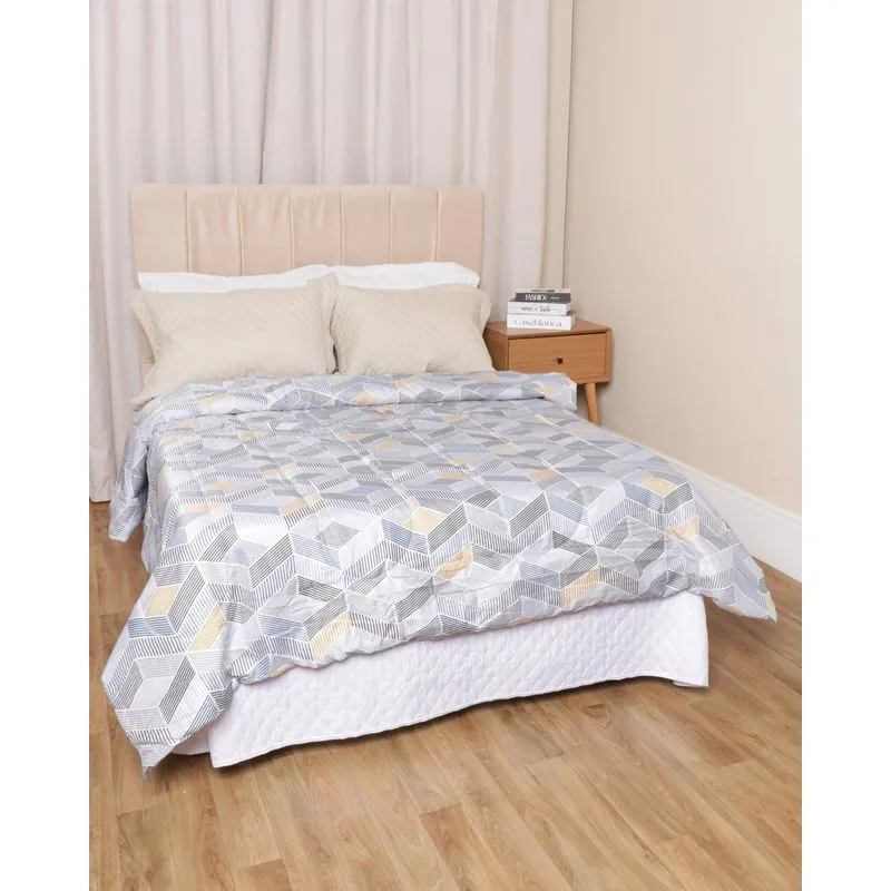 Edredom Casal Andreza 180cmx210cm Dupla Face Estampado Branco UN