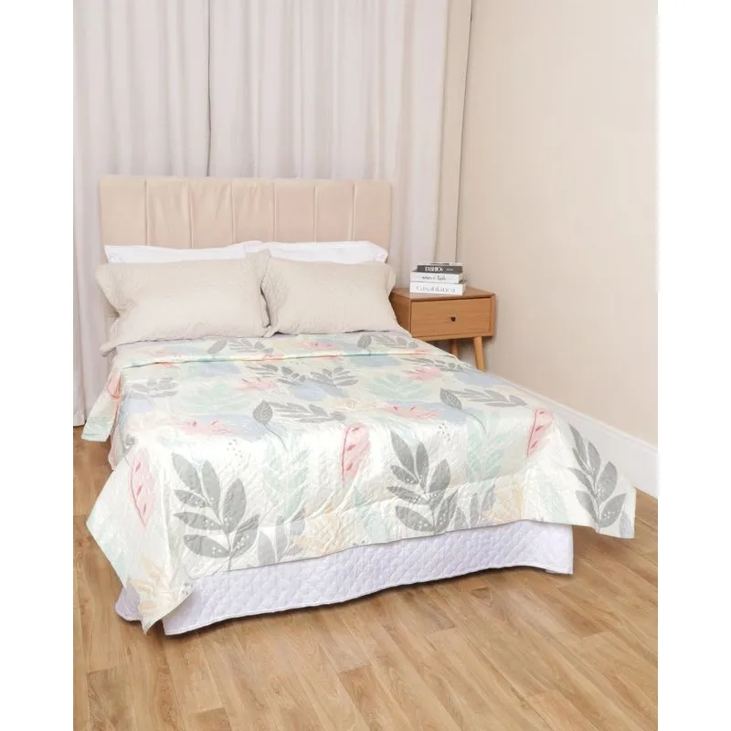 Colcha Casal Arte & Cazza 180cmx215cm Estampada Amarela UN