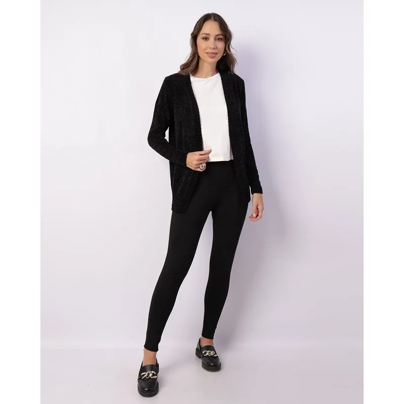 Calça Legging Feminina Berry & Co. com Frisos Preta GG