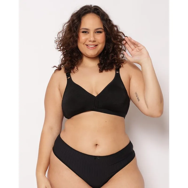 Sutiã Plus Size Feminino DeMillus Texturizado com Base Preto 52