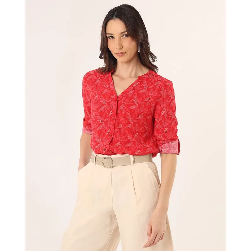 Camisa Feminina Berry & Co. Viscose Estampada Vermelha G