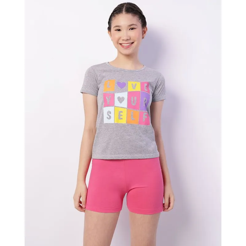 Pijama Juvenil Curto Estampa Frontal Cinza 16