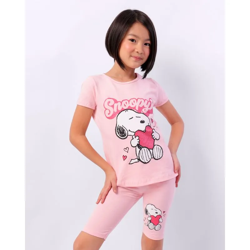 Conjunto Infantil Curto Snoopy Rosa 8