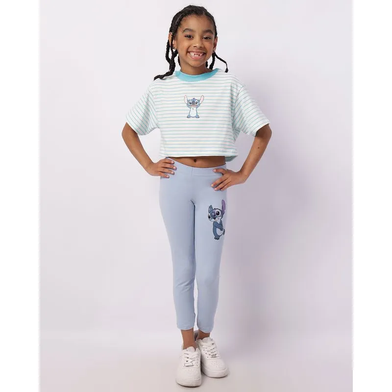 Calça Legging Infantil Algodão Disney Stitch Azul 8