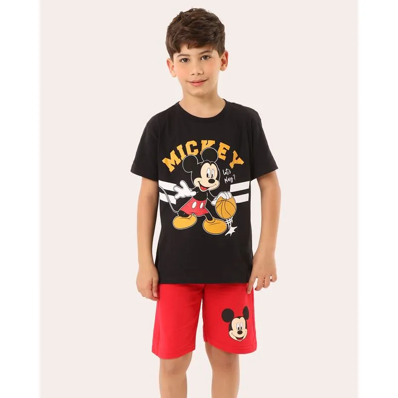 Conjunto Infantil Disney Mickey Manga Curta Preto 12