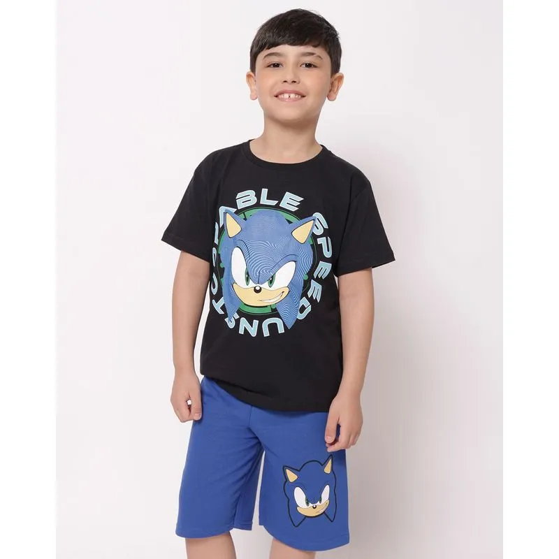 Conjunto Infantil Curto Algodão Sonic Preto 6