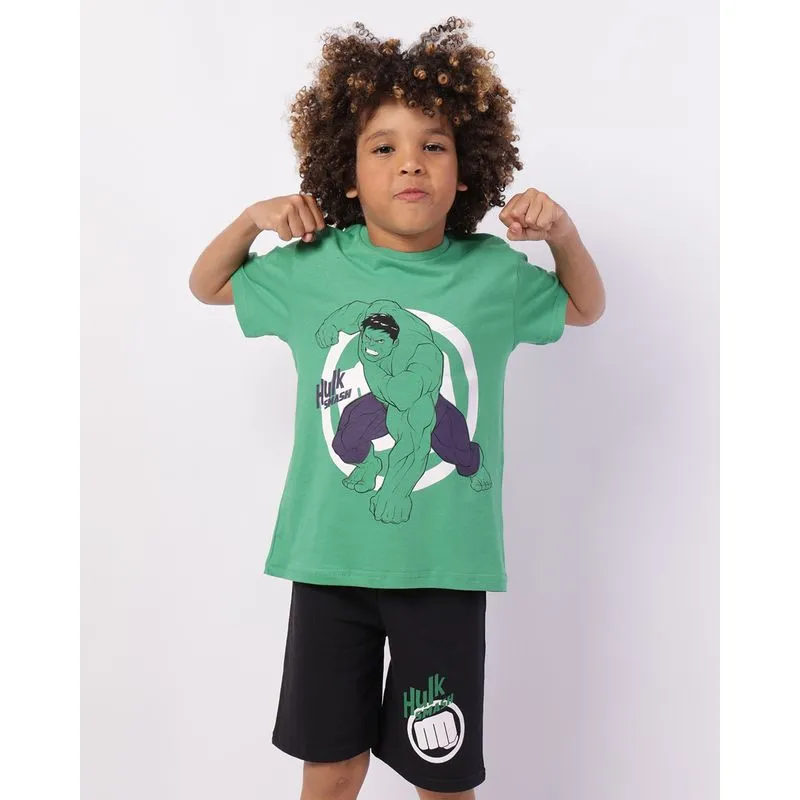 Conjunto Infantil Curto Marvel Hulk Verde 6