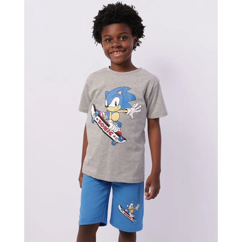 Conjunto Infantil Sonic Curto com Estampa Cinza 6
