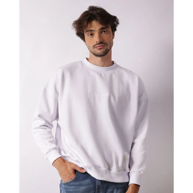 Blusão Moletom Masculino Estampa Blessed Branco P