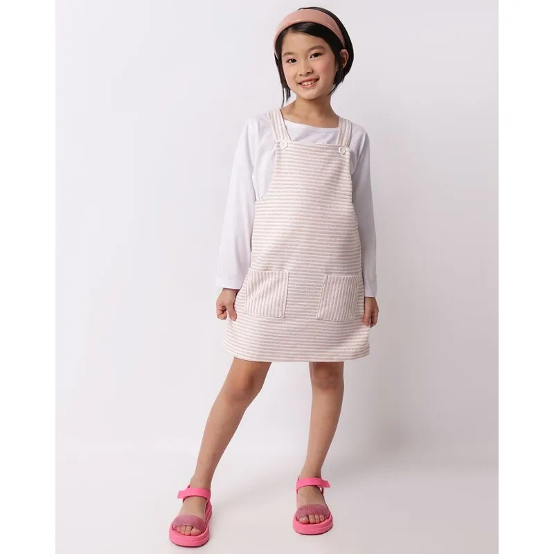 Conjunto Salopete Infantil Manga Longa Com Bolsos Lurex Rosa 4