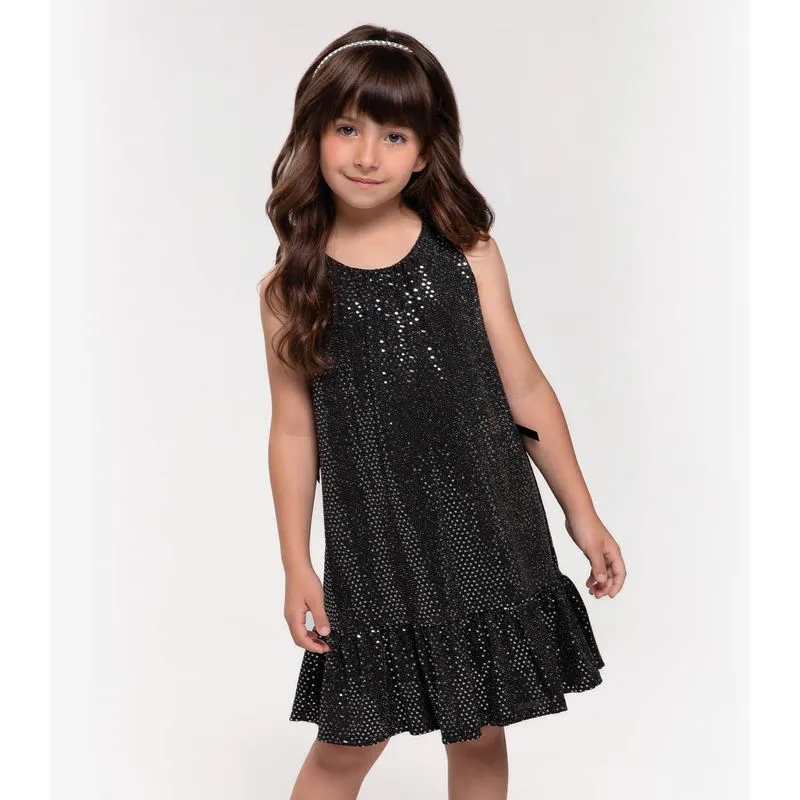 Vestido Infantil Em Lantejoula Trick Nick Preto 10