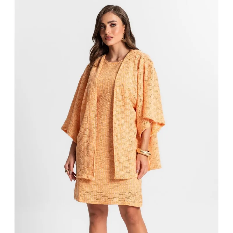 Kimono Feminino Em Tricot Endless Laranja P