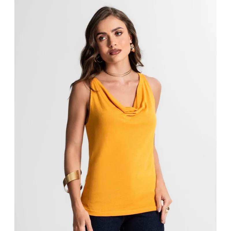 Regata Feminina Decote Degagê Endless Amarelo M