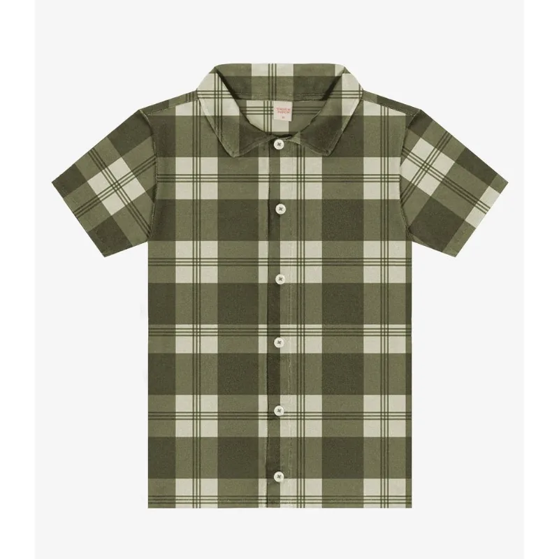 Camisa Infantil Xadrez Manga Curta Trick Nick Verde 14