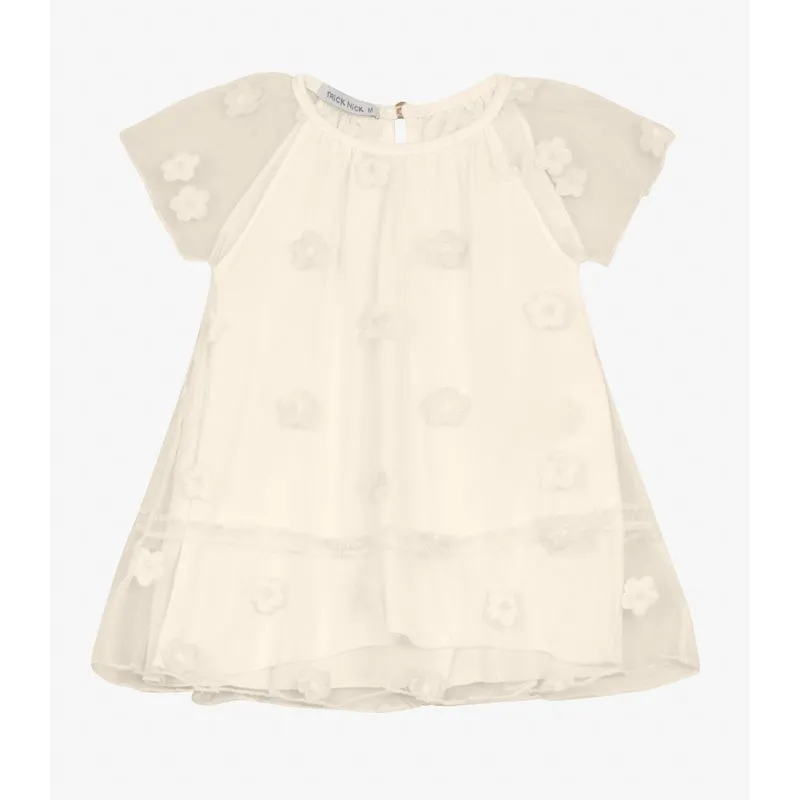 Vestido Infantil Com Babados Trick Nick Bege 1
