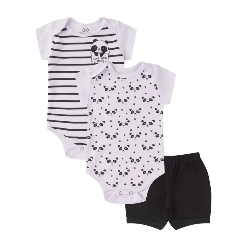 Kit Body Infantil Curto 3 Peças Kappes Branco Rn