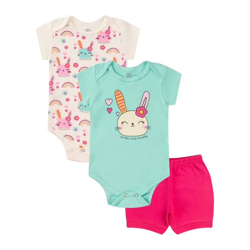 Kit Body Infantil Curto 3 Peças Kappes Bege M