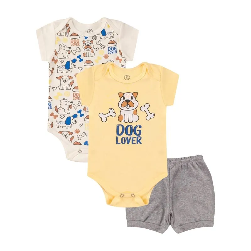 Kit Body Infantil Curto 3 Peças Kappes Bege Gg