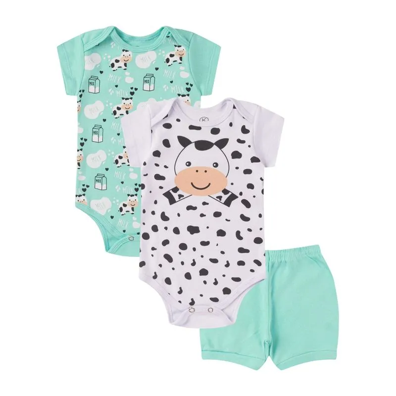 Kit Body Infantil Curto 3 Peças Kappes Azul P